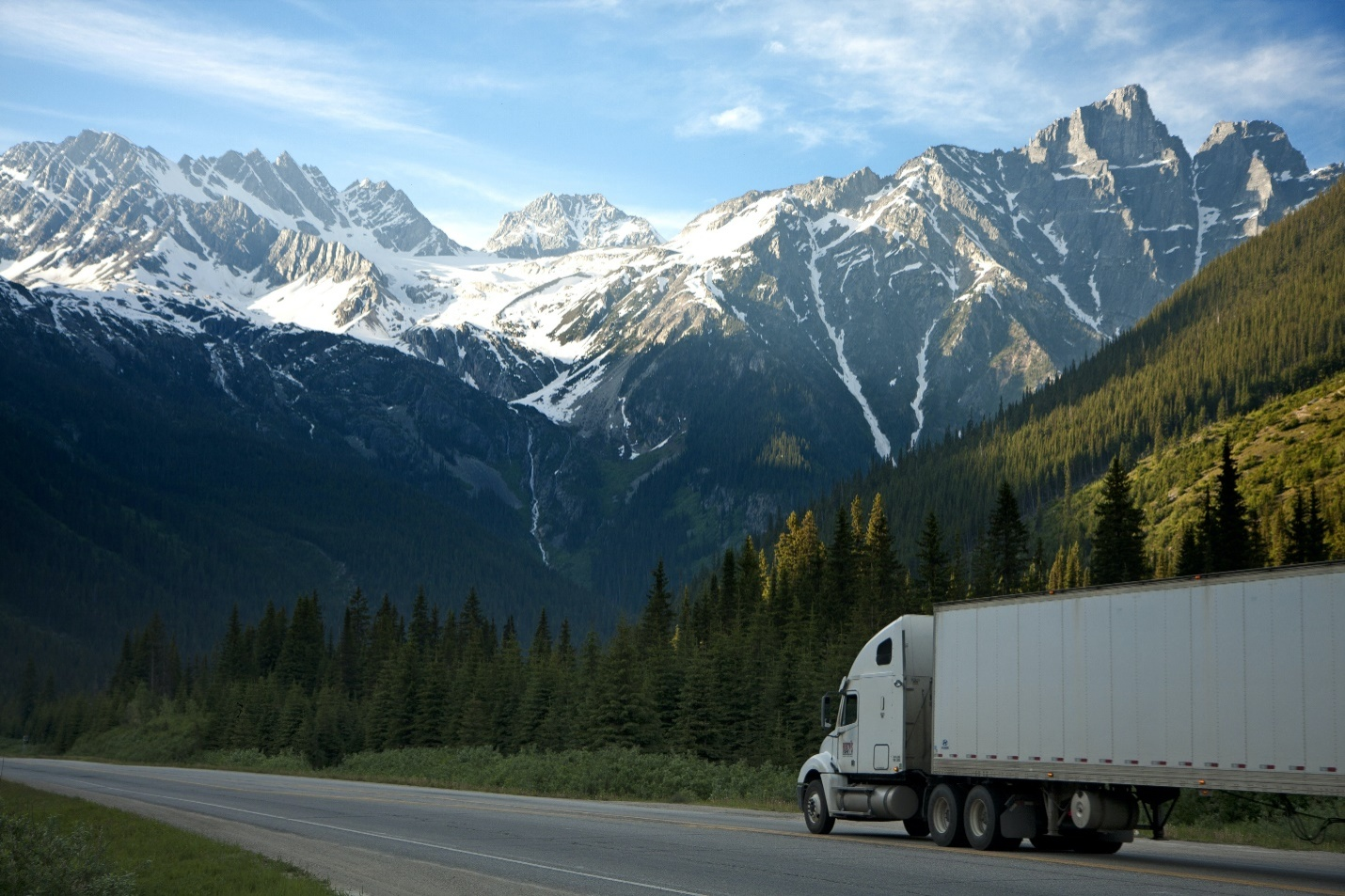 a truck driving on the highway